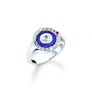 Sterling Silver Violet Enamel Colourful Stones Signet Ring TR2438-390-13