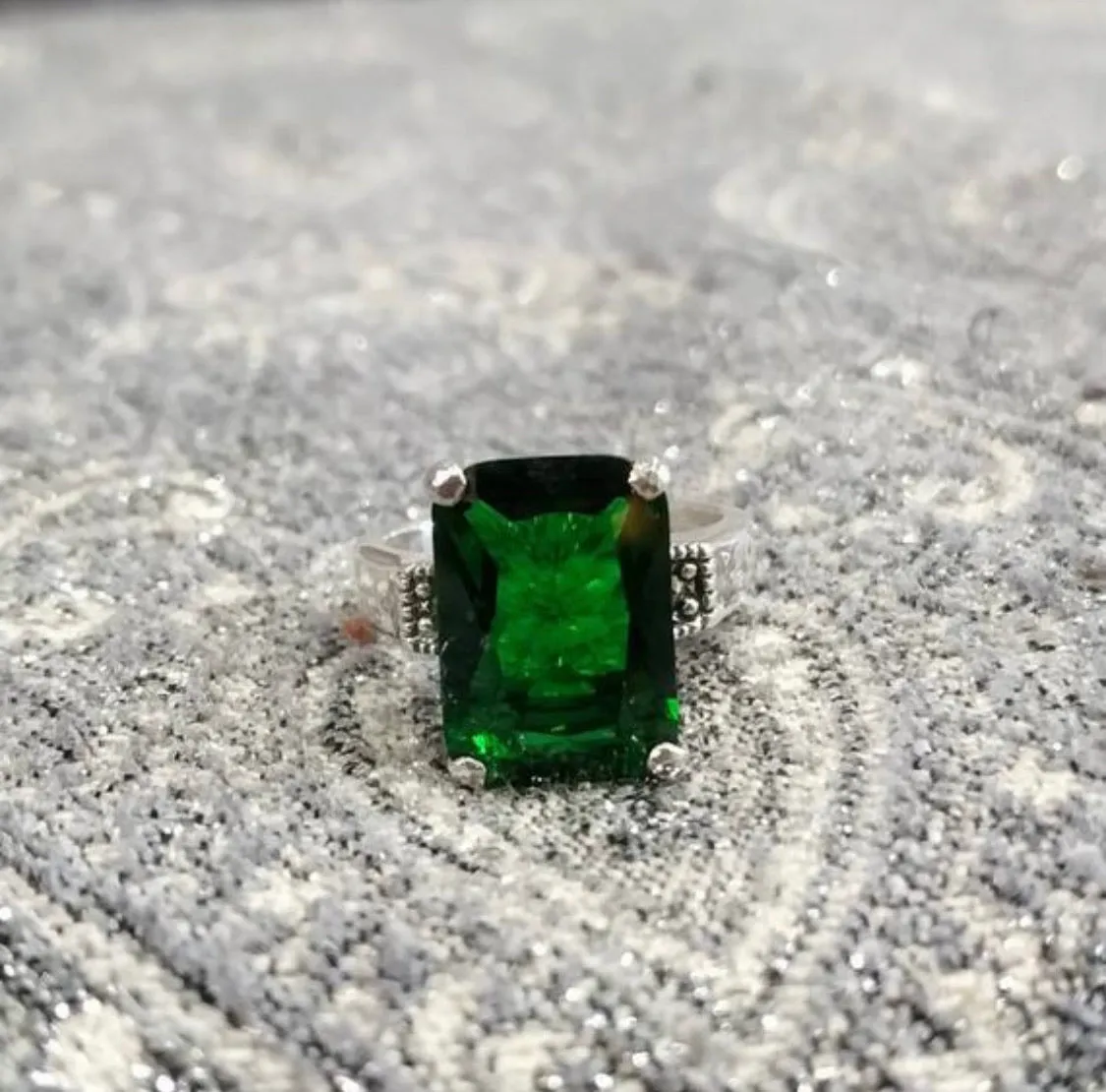 The Duchess Solitaire Emerald Green Ring