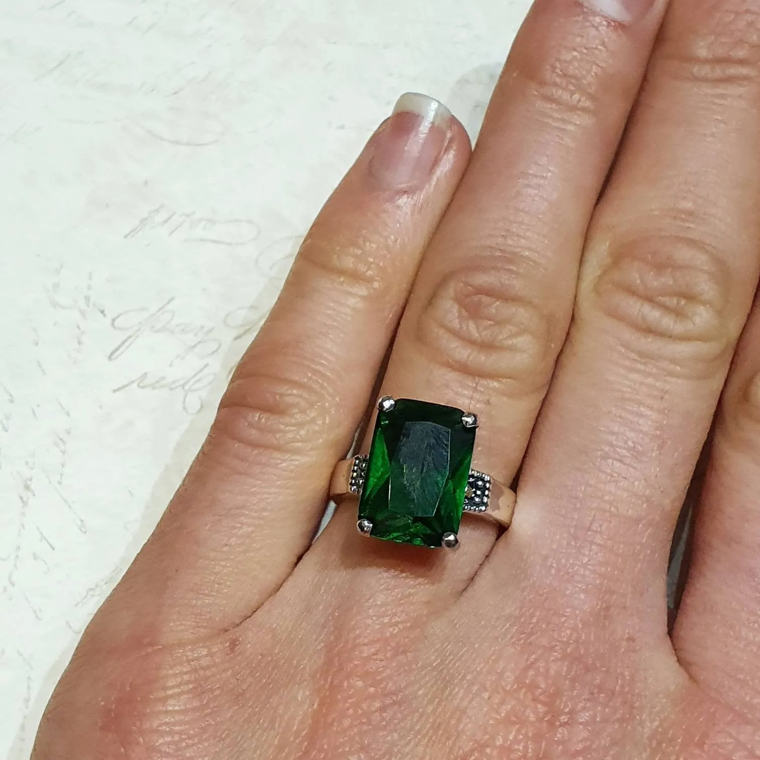 The Duchess Solitaire Emerald Green Ring