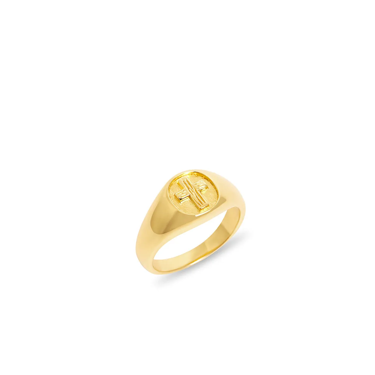 THE EMBOSSED CROSS SIGNET RING