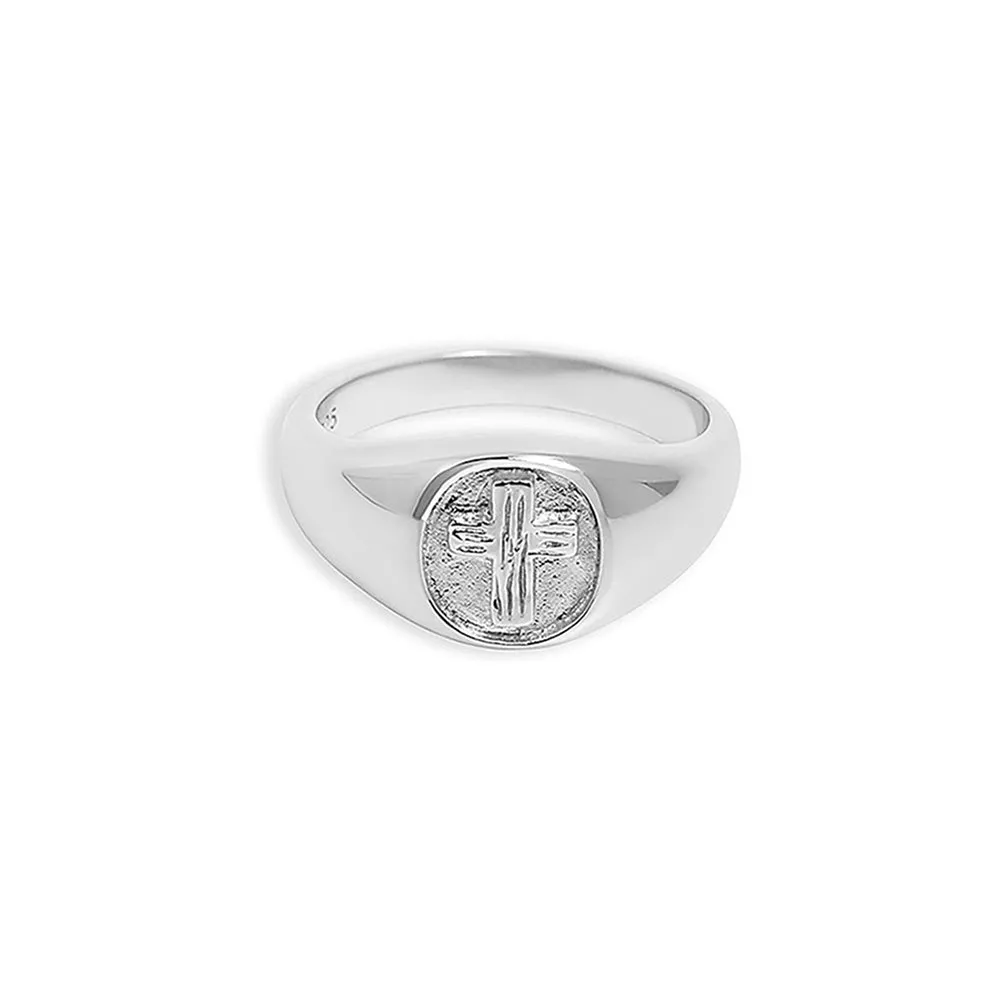 THE EMBOSSED CROSS SIGNET RING