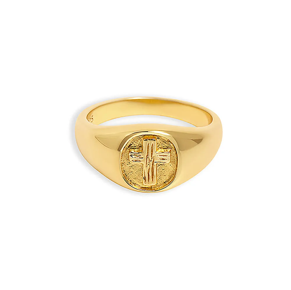 THE EMBOSSED CROSS SIGNET RING