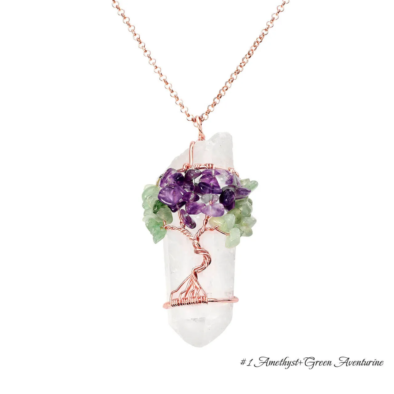 Tree of Life Crystal Handmade Pendant Necklace | Jovivi