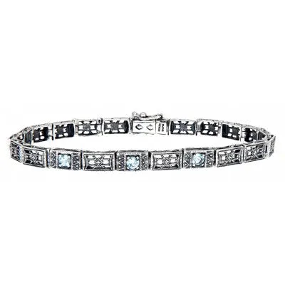 Victorian Inspired Blue Topaz Bracelet