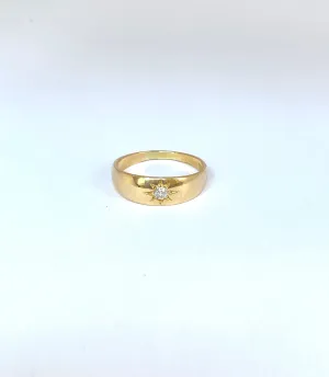 Vintage, 18ct Gold, Starburst Solitaire Ring, Hallmarked 18ct Gold, 1883
