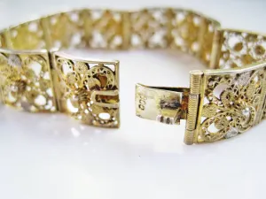 Vintage Italian Bracelet Made of Gold Gilt 800 Silver Filigree