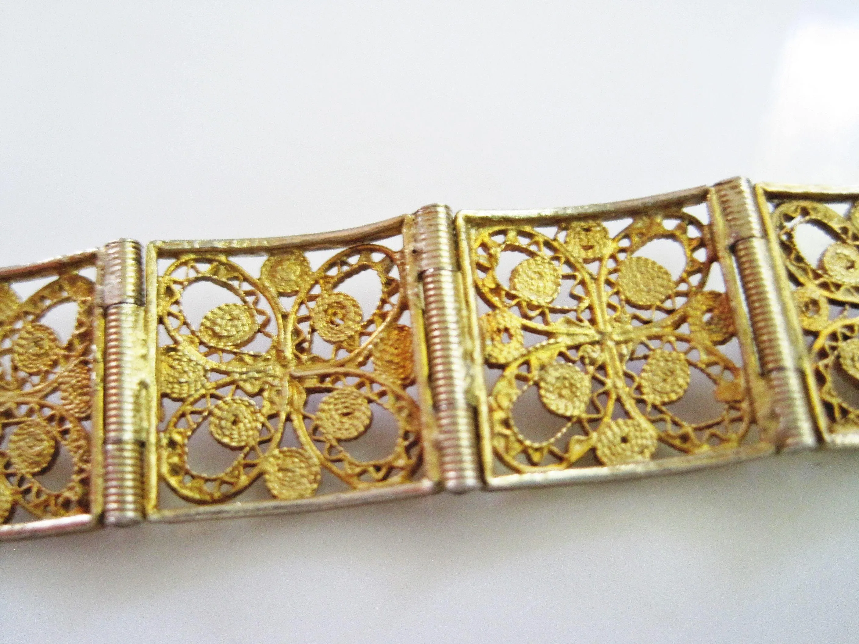 Vintage Italian Bracelet Made of Gold Gilt 800 Silver Filigree