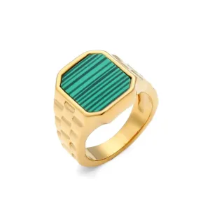 Watch Band Octagon Signet Ring Gold