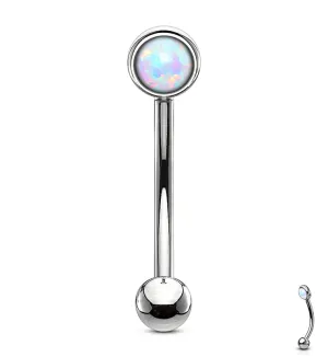 White Opal Flat Back Curved Barbell