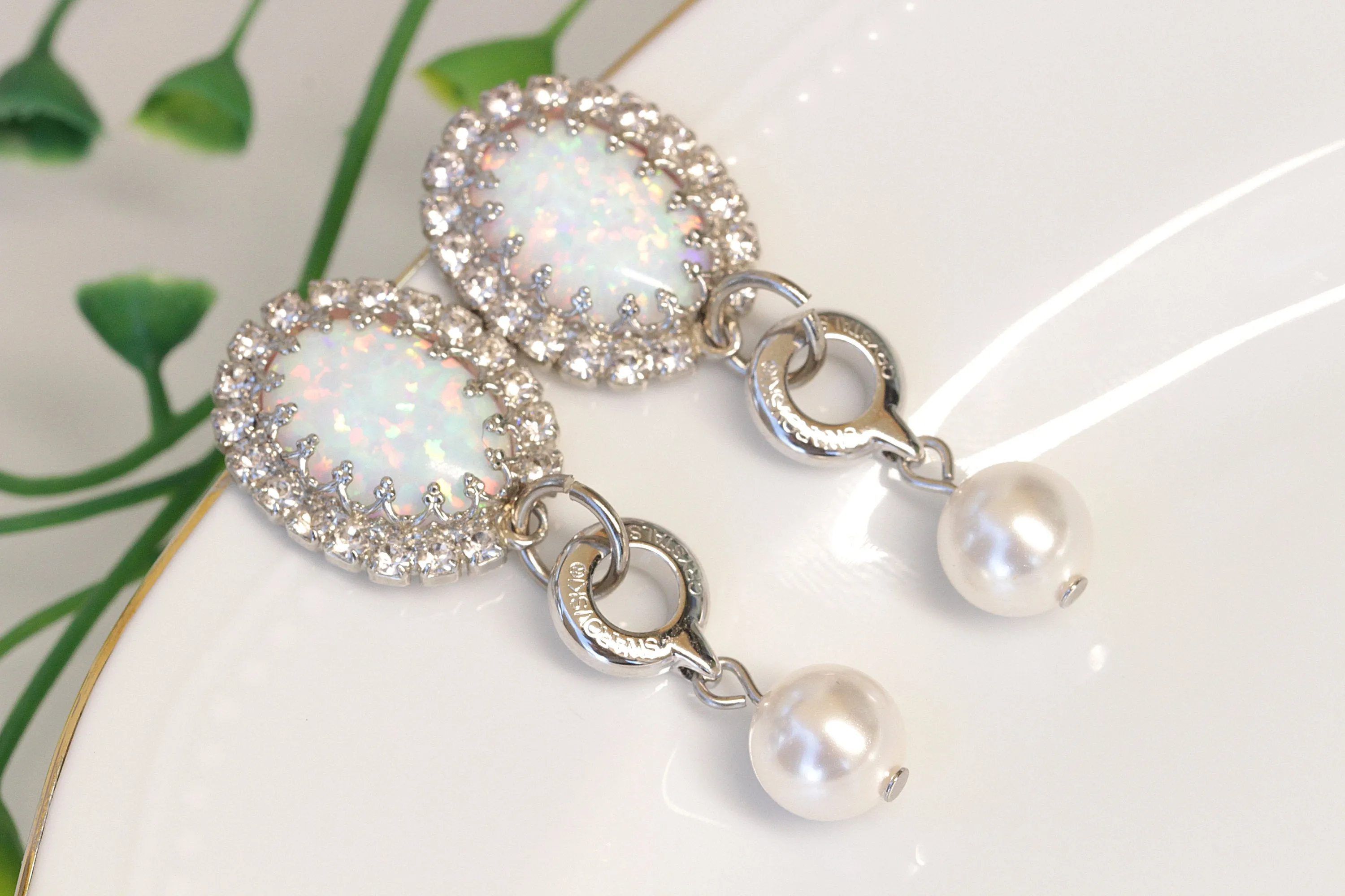 White Opal Pearl Earrings