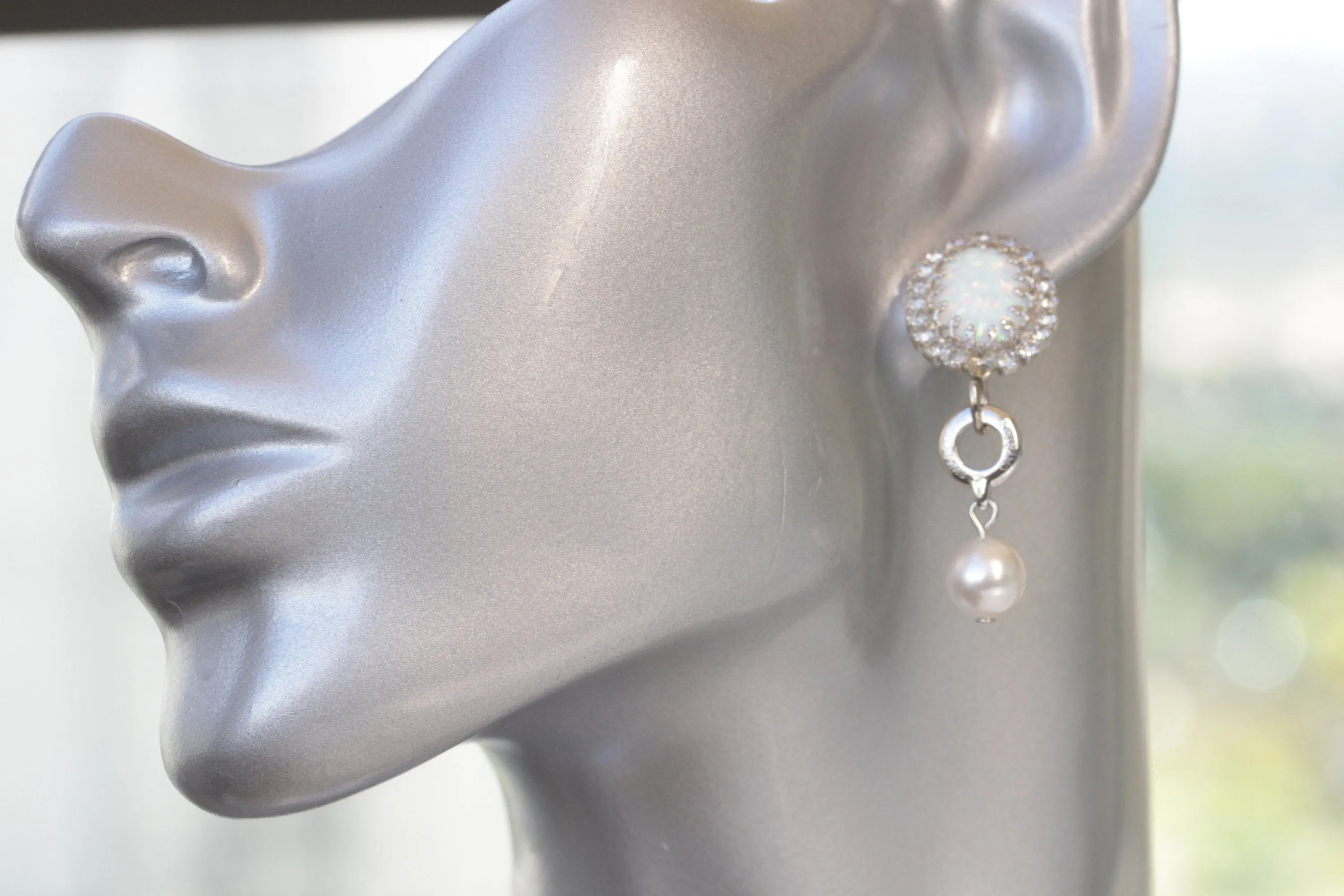 White Opal Pearl Earrings