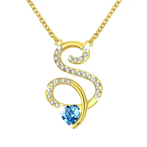 Yellow Chimes A5 High Grade Crystal Elements 22K Gold Plated Aquamarine Cyrstal Pendant for Men and Women …
