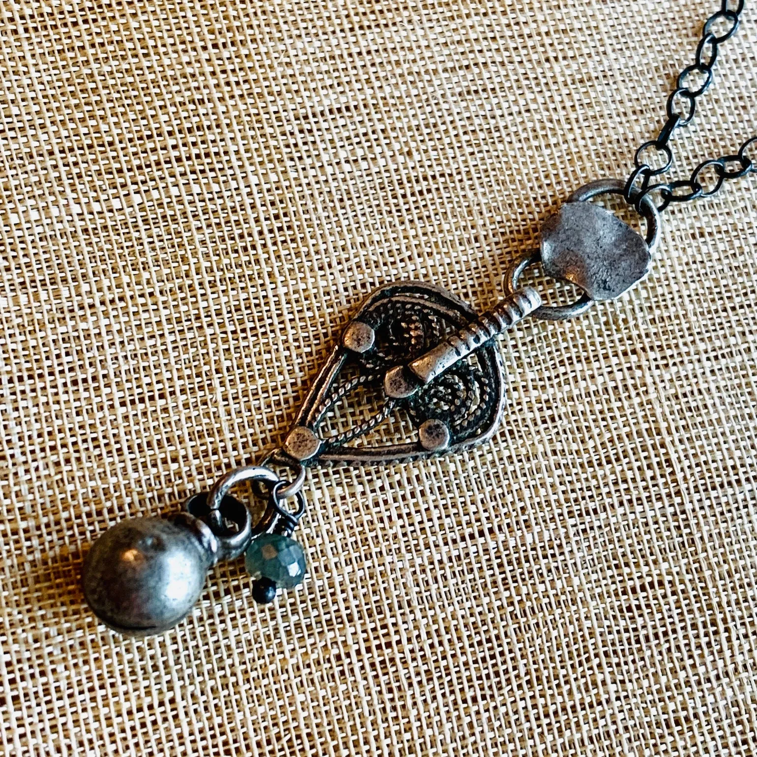 Yemeni Silver and Sapphire Necklace by Ruth