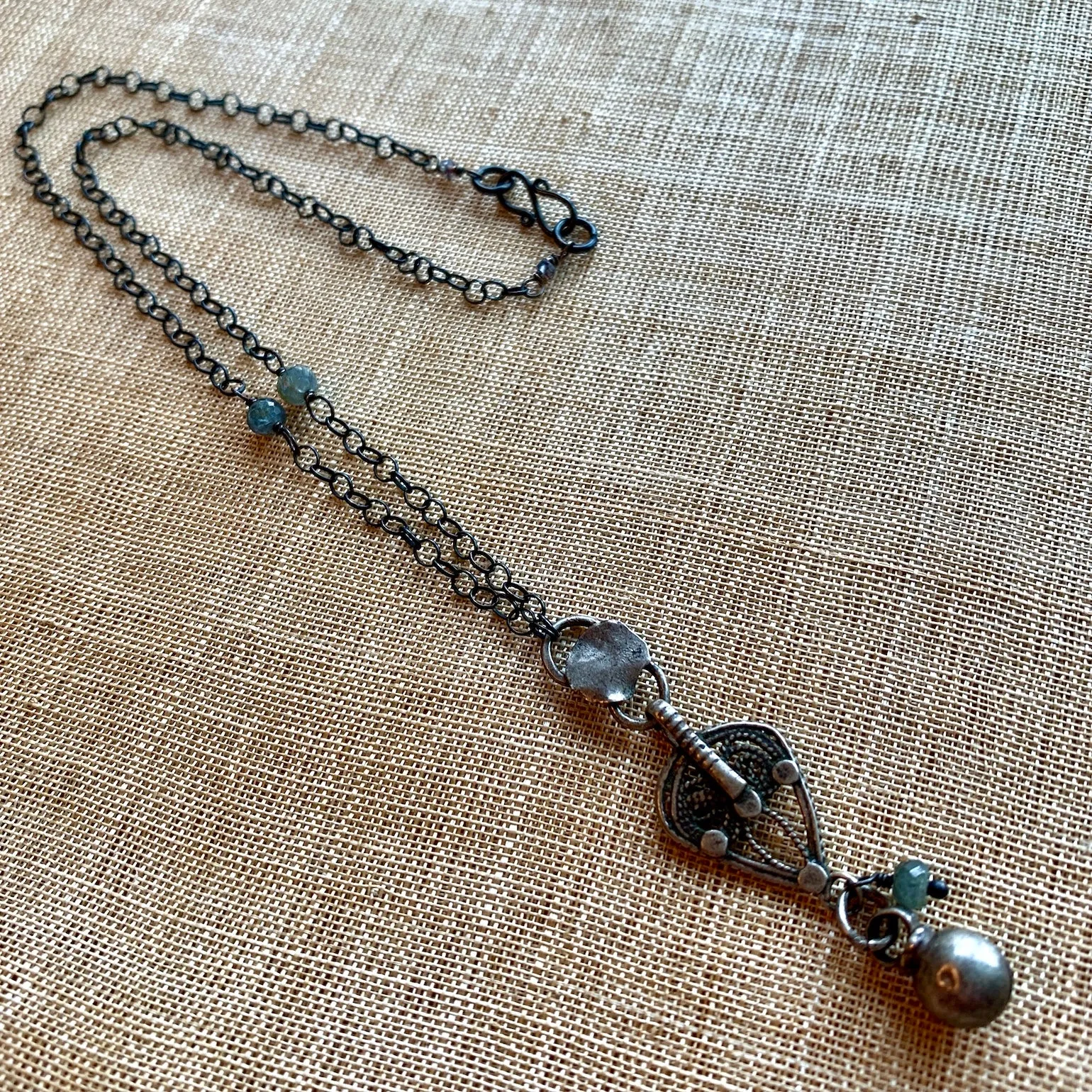 Yemeni Silver and Sapphire Necklace by Ruth