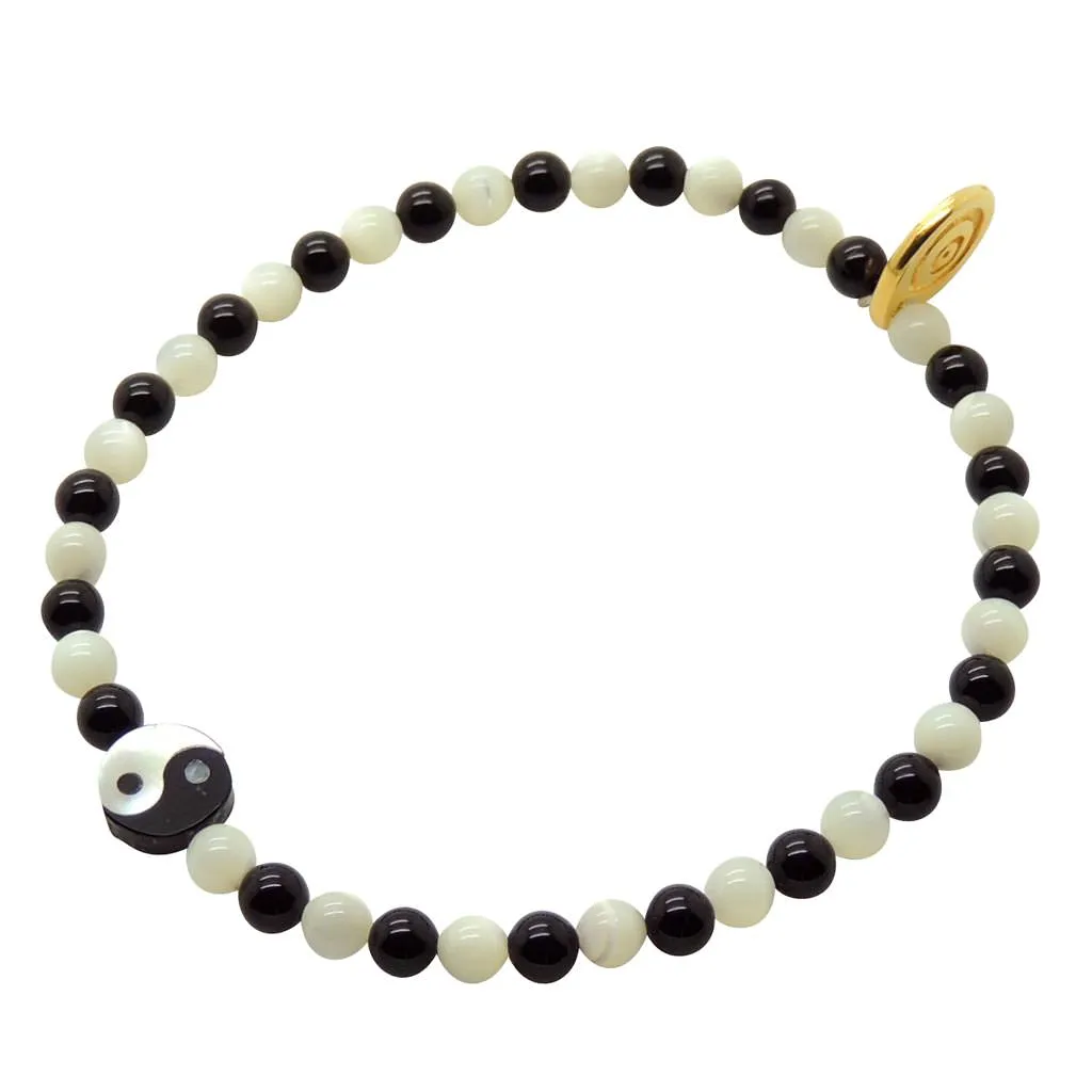 Yin Yang Charm Polka Dot Gemstone Bracelet