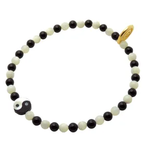 Yin Yang Charm Polka Dot Gemstone Bracelet